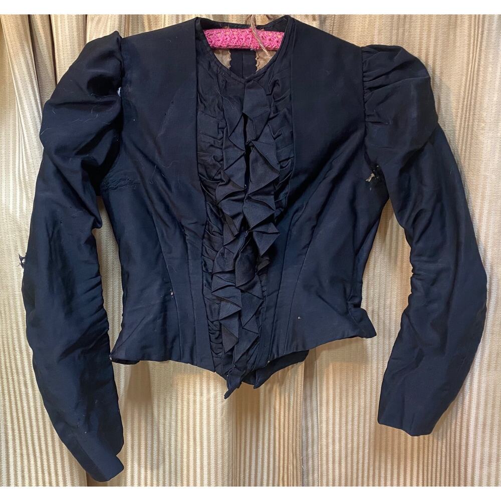 Antique Edwardian Victorian Black Mourning Womens Jacket